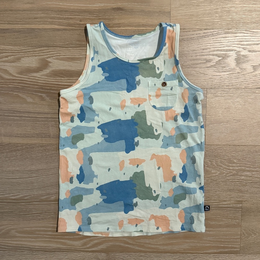 Rags to Raches Blue and Green Camo Tank Top